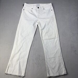 Parker Smith Women's Jeans  6/28 White Zip Distressed Raw Hem High Rise straight